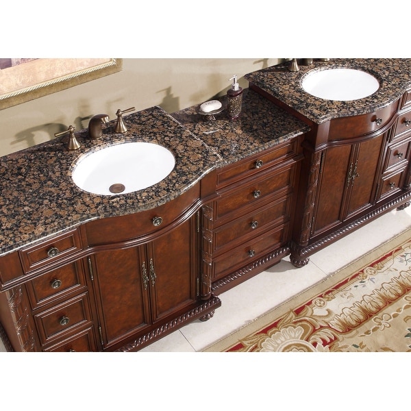 Silkroad Exclusive 90-inch Double Sink Bathroom Vanity Cabinet
