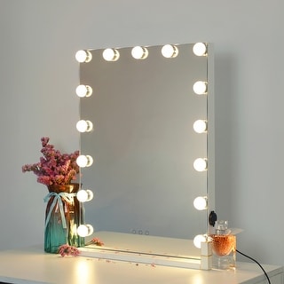 Hollywood Vanity Mirror with 15 Lights, White - 46 x 58 cm