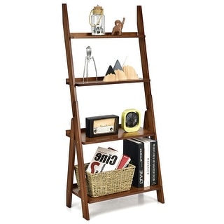 Costway 4 Tiers Bamboo Ladder Shelf Bookcase Storage Organizer Plant - See Details