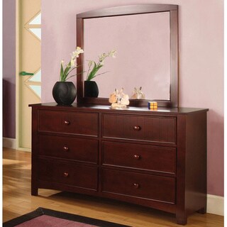 Hae Transitional Solid Wood 6-Drawer 2-Piece Dresser and Mirror Set by Furniture of America