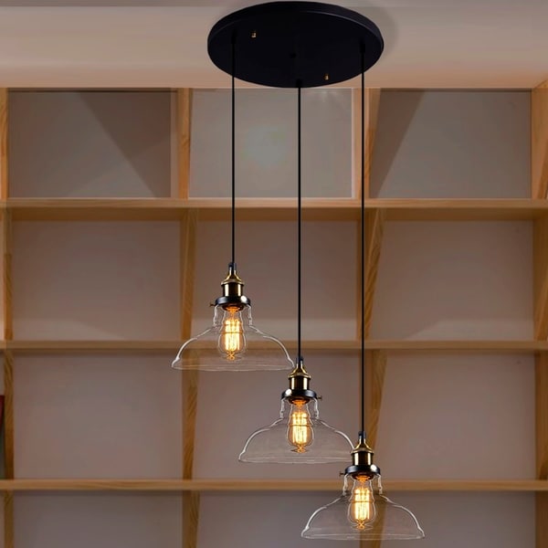 Lulu Adjustable Cord 3-light Clear Glass Edison Lamp - 12.8' x 12.8' x 20.67