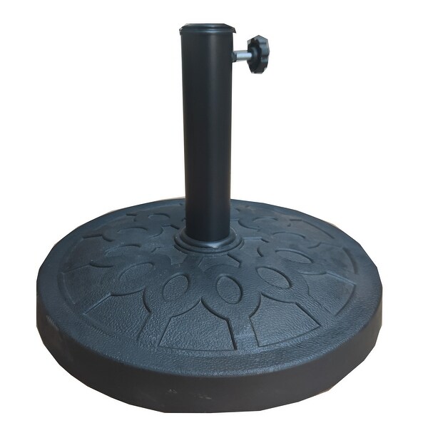 9 Feet Black/White Strip Tilt Market Umbrella with Stand/Base Set