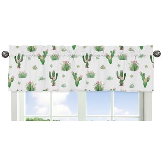 Sweet Jojo Designs Pink and Green Boho Watercolor Cactus Floral Collection Window Curtain Valance
