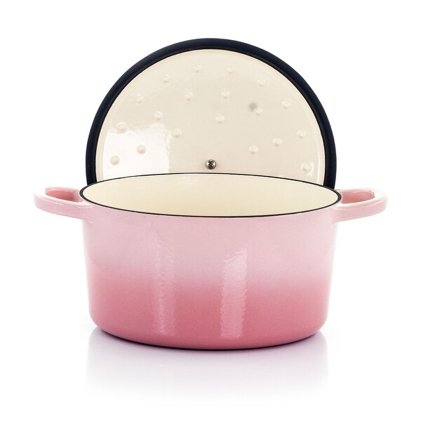 Crock-Pot Artisan 2 Piece 5 Quarts Enameled Cast Iron Dutch Oven in Blush Pink