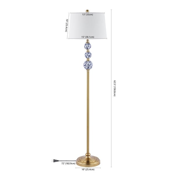 Aveiro 62.5" Classic Iron LED Floor Lamp, Transitional Gold with Blue and White by JONATHAN Y