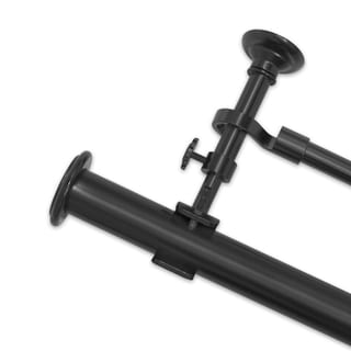 Pinnacle Black Optima End Cap Double Curtain Rod Set