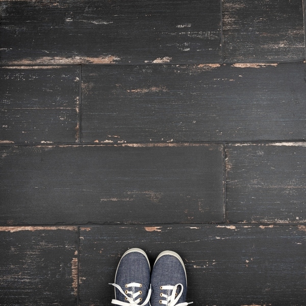 Merola Tile Retro Nero 8.25" x 23.5" Porcelain Floor and Wall Tile