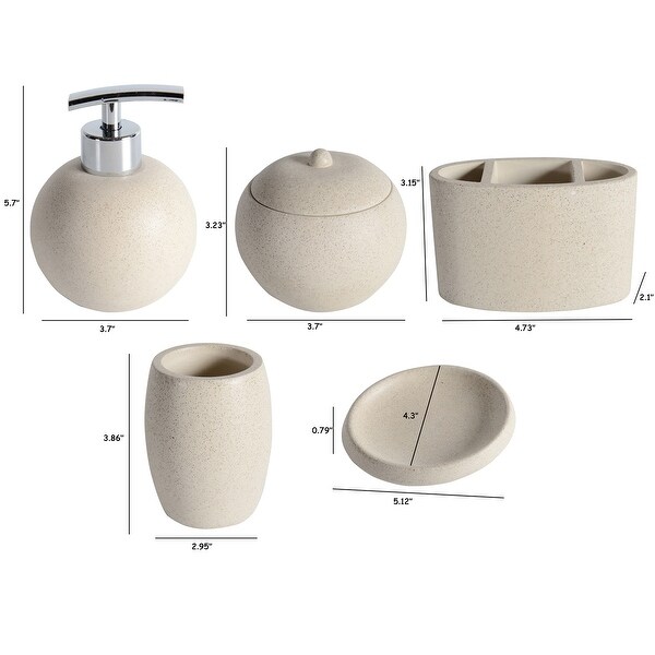 Concrete terrazzo,5-piece Bath Accessory Set - N/A