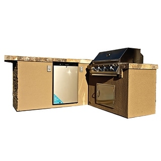 KoKoMo Grills Baja 2 Piece 4' Island With 7'6" Bar Outdoor BBQ Kitchen