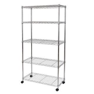Seville Classics 5-Tier Steel Wire Shelving with Wheels, 30" W x 14" D x 60" H