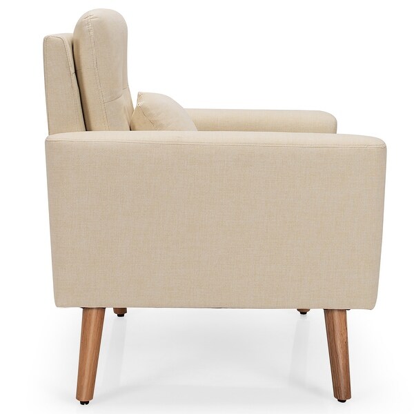 Costway Accent Chair Upholstered Linen Armchair Sofa Chair w/Waist
