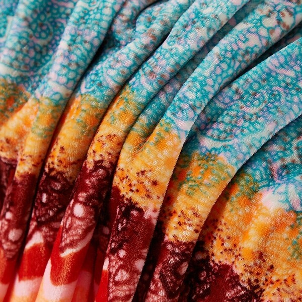 Large Boho Blanket Geometric Flannel Blanket Queen Colorful Boho