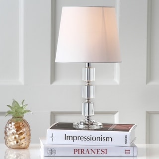 SAFAVIEH Lighting 15-inch Erin White Shade Crystal Cube Table Lamp (Set of 2) - 9"x9"x16"