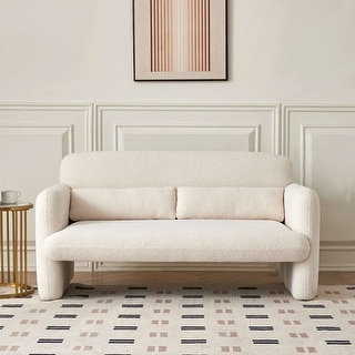 59" Lamb Fabric Loveseat with Support Pillow