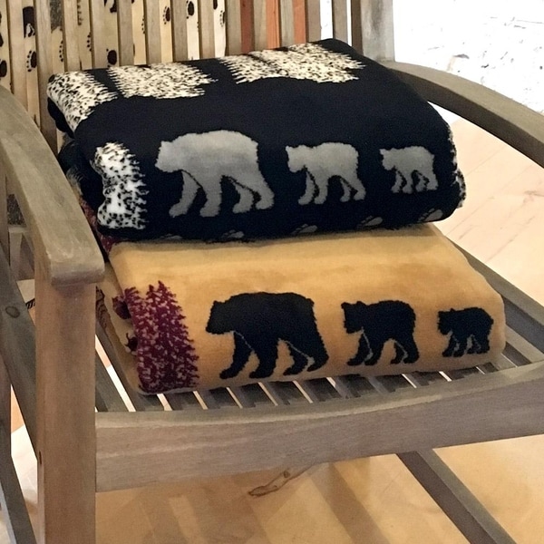 Denali Black Denali Bear/Black Microplush Blanket