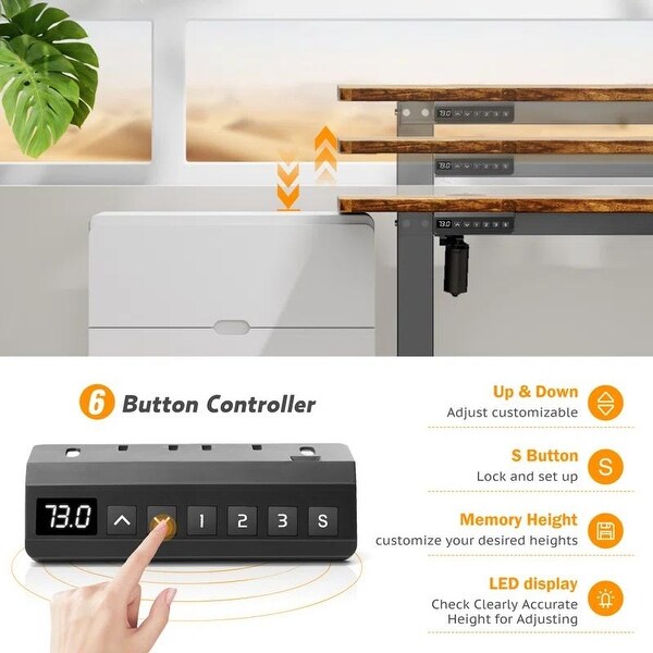 Multi-functional Electric Lift Table with Linen Fabric Drawer