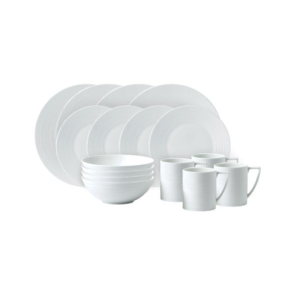 Wedgwood White Strata 16-piece Fine Bone China Place Setting