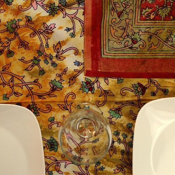 Cotton Floral Tie Dye Tablecloth Rectangle - 70 x 104 in