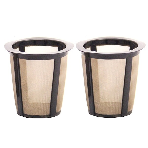GoldTone Single Cup Reusable Coffee Filters Only for Keurig Style Brewers, 2 Pack-Larger Filter Holds 33% More Coffee