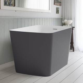 Mokleba 47" Grey Acrylic Freestanding-Soaking Bathtub With Seat