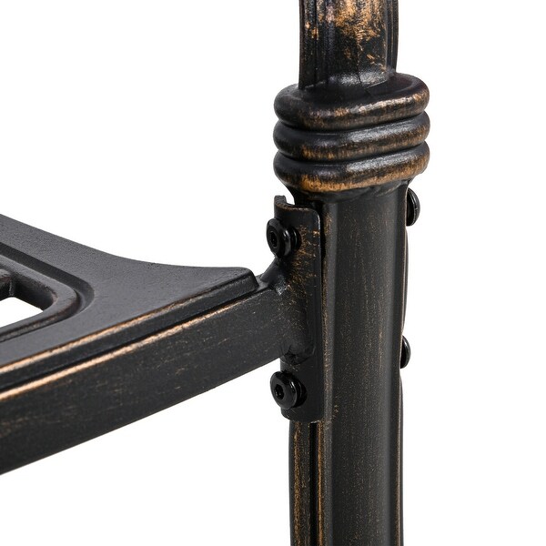 Outsunny 5-Piece Outdoor Patio Dining Set with 4 Armchairs & 1 Table, featuring Intricate Scrollwork & an Umbrella Hole