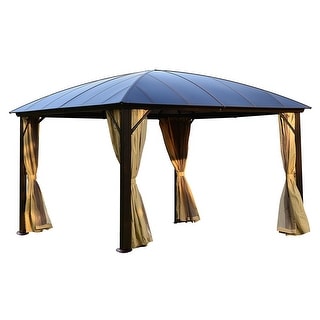 ALEKO Hardtop Gazebo with Curtains and Removable Mesh Walls 12'x12'