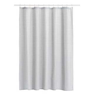 Laura Ashley Grey Gilliam Shower Curtain Set with 72x72 Shower Curtain and 12 Metal Hooks