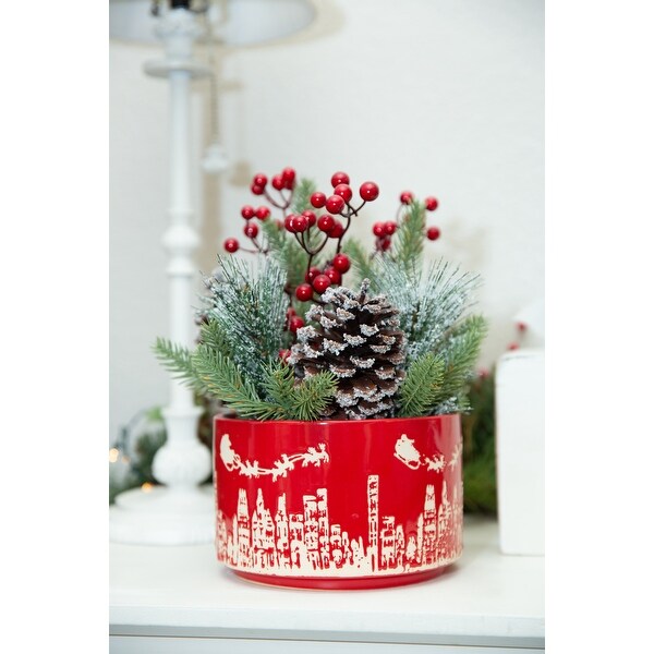 Xmas Mix in 7" Red Cityscape Ceramic