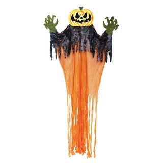 11' Orange and Black Hanging Pumpkin Halloween Decor
