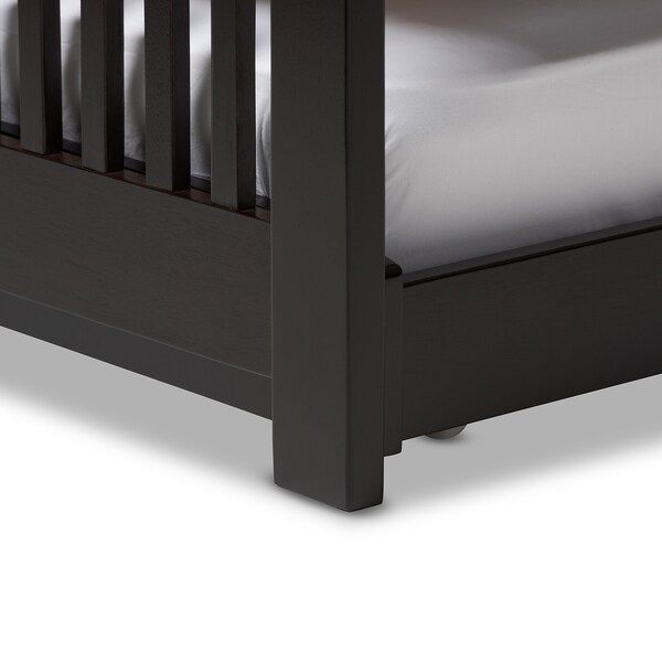 Baxton Studio Josias Twin Size Dark Brown Solid Wood Platform Bed with Guest Trundle Bed