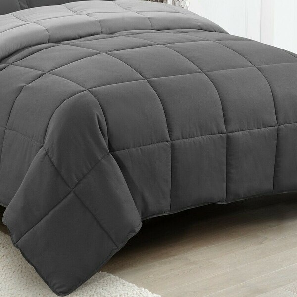 Down Alternative Comforter Set 3 PCS with Shams King Gray