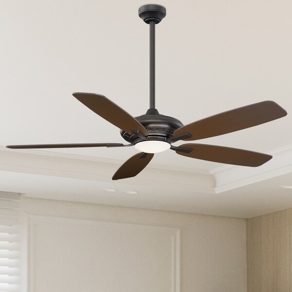 Laskintown 52-in LED Ceiling Fan in Oil Rubbed Bronze Finish and Oil Rubbed Bronze Blades. LED Light, Indoor (5 Blades)