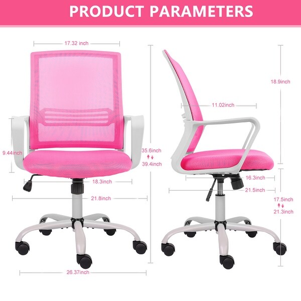 Home Office Mesh Desk Chair Modern, Mid Back, Lumbar Support, Padded Seat and Armrest, Adjustable Height - N/A