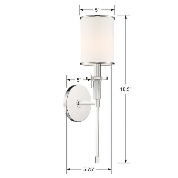 Hatfield 1 Light Polished Nickel Wall Mount - 5'' W x 18.5'' H x 6'' D - 5'' W x 18.5'' H x 6'' D