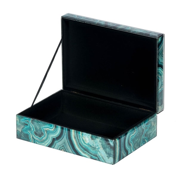 A&B Home Bethany Large Blue and Green Marbled Decorative Box