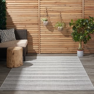 Nourison Calobra Traditional Geometric Stripe Indoor Outdoor Striped Area Rug