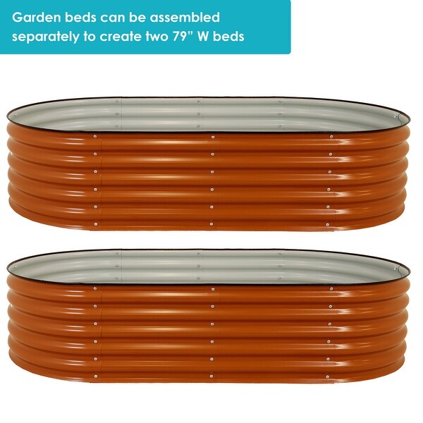 Sunnydaze Outdoor Stackable Galvalume Steel Raised Garden Bed - 79" Oval