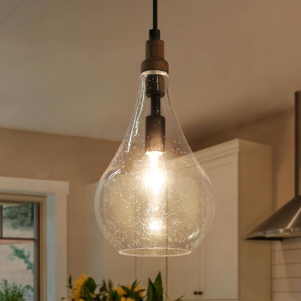 Luray Farmhouse 1-light Tear Drop Glass Island Pendant Lights for Dining Room - W5.9" x H11.8"