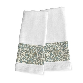Laural Home Antique Damask Cotton Hand Towel Set of 2 - 16x29