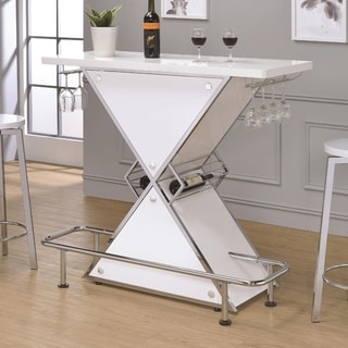 Contemporary Bar Unit with metal frame, White