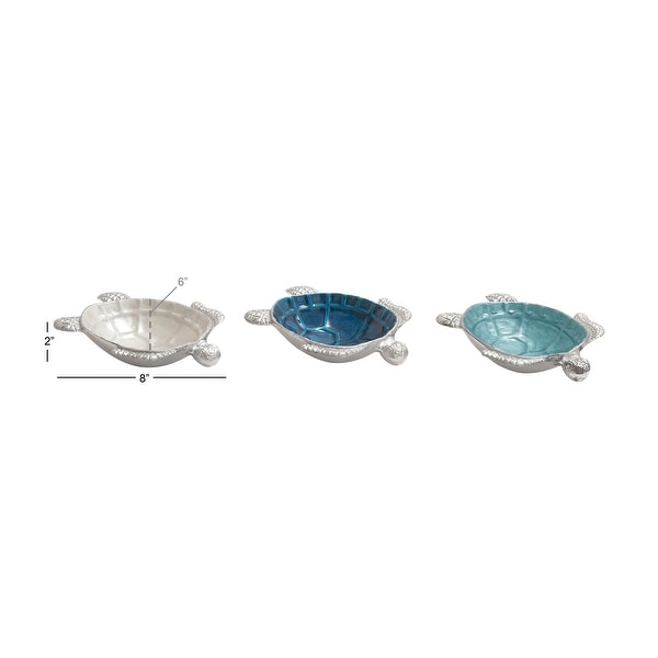 Silver Aluminum Coastal Serving Bowl Fish and sea animals (Set of 3) - 8 x 6 x 2