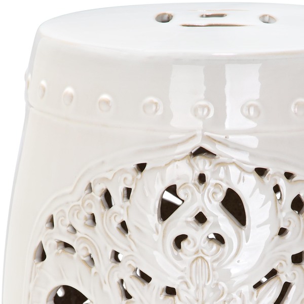 SAFAVIEH Flora Cream Ceramic Decorative Garden Stool