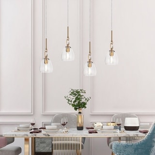 Blobfish Modern 1-Light Textured Glass Pendant Lights for Kitchen Island - 5.1"D x 18"H - 73"H