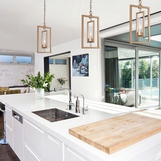 Mid-century Modern 1-Light Pendant Farmhouse Dimmable LED Rotatable Island Light with Cylinder Glass - L8.5'' * H16''