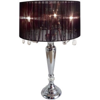 Silver Orchid Bacall Hanging Crystals Sheer Shade Table Lamp