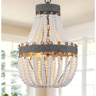 Bohemian Boho Beachy Wood Bead Chandelier
