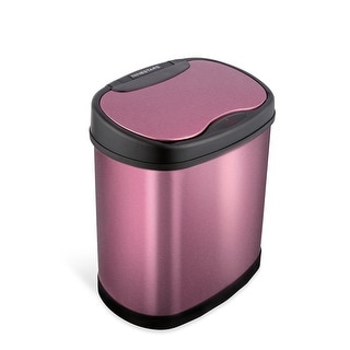 NINESTARS 3.2 Gallon Oval Stainless Steel Motion Sensor Trash Can, Burgundy