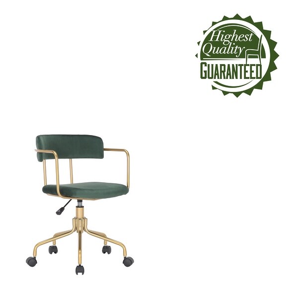 Porthos Home Fynn Office Chair, Velvet, Gold Chrome Frame and Legs