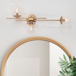Modern Gold 3-Light Unique Globe Glass Wall Sconces Linear Bathroom Vanity Lights - 30'' L x 5.5'' W x 12'' H