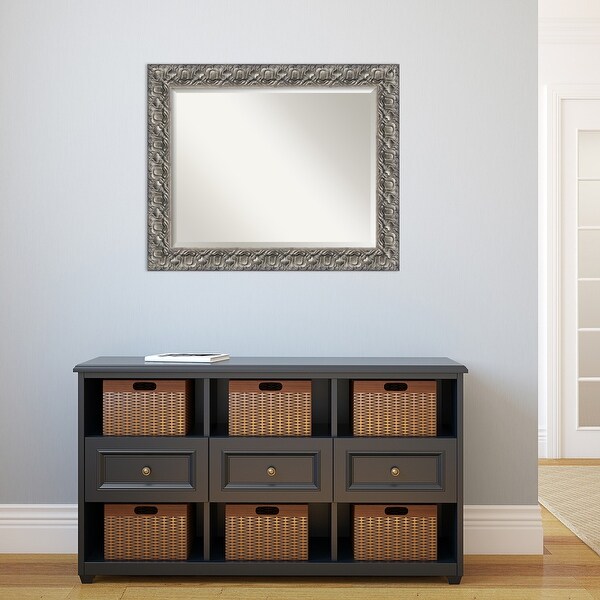 Beveled Wood Wall Mirror - Silver Luxor Frame
